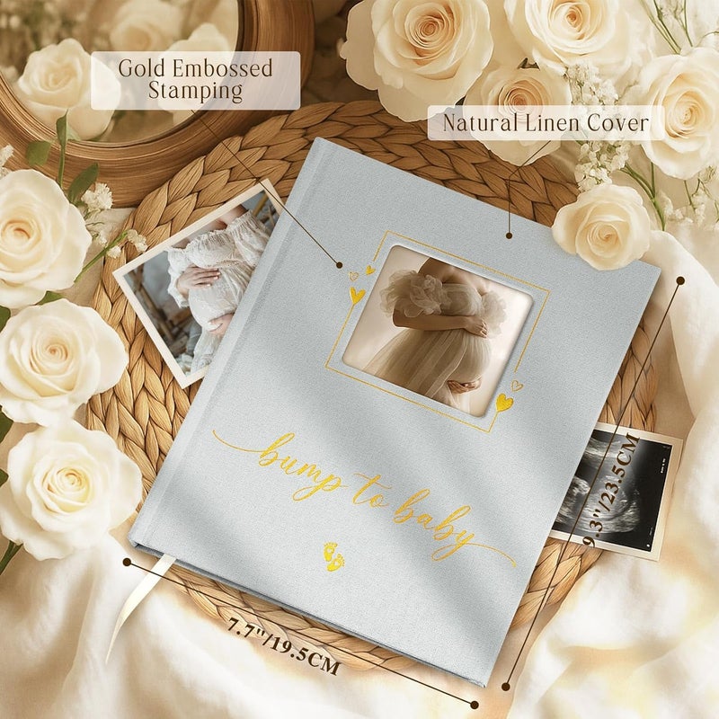 Lanpn My Pregnancy Journal Memory Book for First Time Mom, 156 Page Pregnant Announcement Must Have Planner, Pregnancy Tracking Diary Scrapbook Keepsake Gift for Mom to Be Expecting New Parent Grey - Image 2